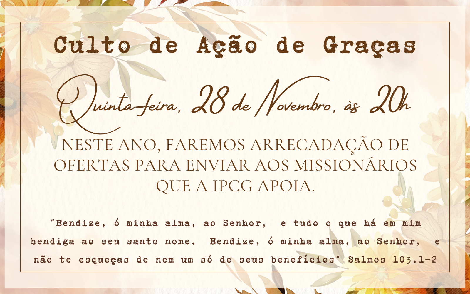 Culto de Ação de Graças